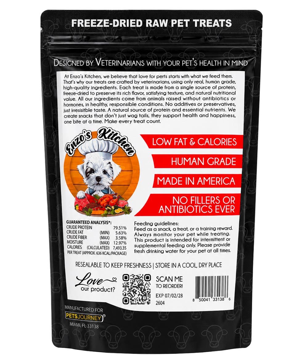 Enzo's Kitchen Freeze-Dried Beef Hearts for Dogs and Cats