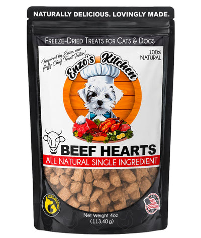 Enzo's Kitchen Freeze-Dried Beef Hearts for Dogs and Cats