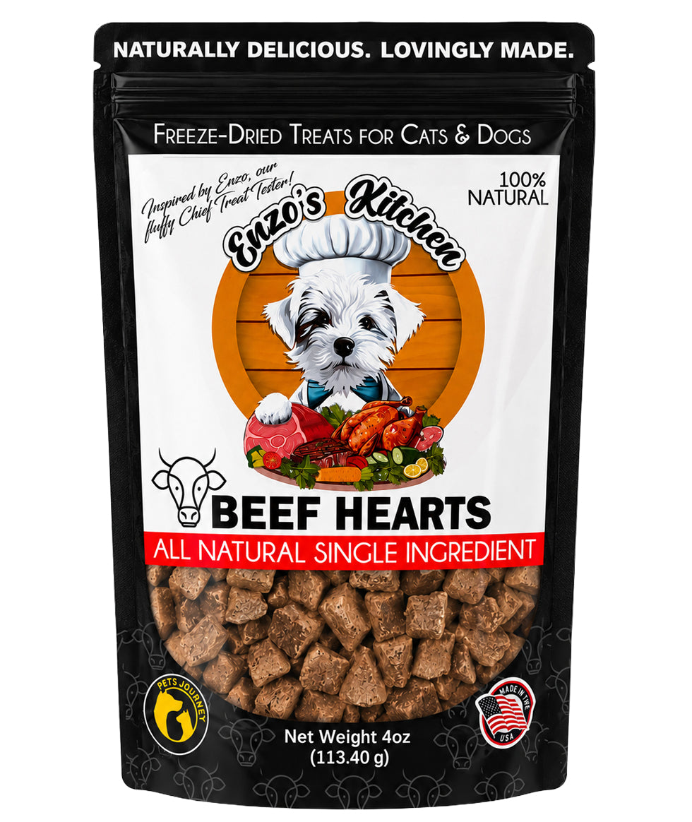 Enzo's Kitchen Freeze-Dried Beef Hearts for Dogs and Cats